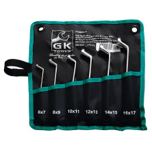 GK TOOLS P16805/P Sada očkových klíčů vyhnutých 75° 6-17mm 31CrV3 chrom 6 dílů